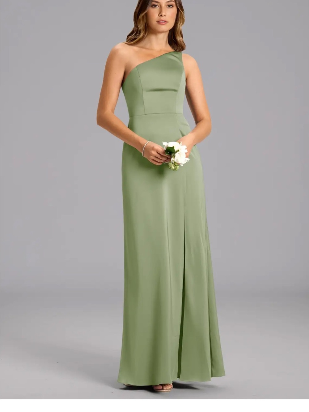 Azazie Feby Dusty Sage A2 Stretch Satin